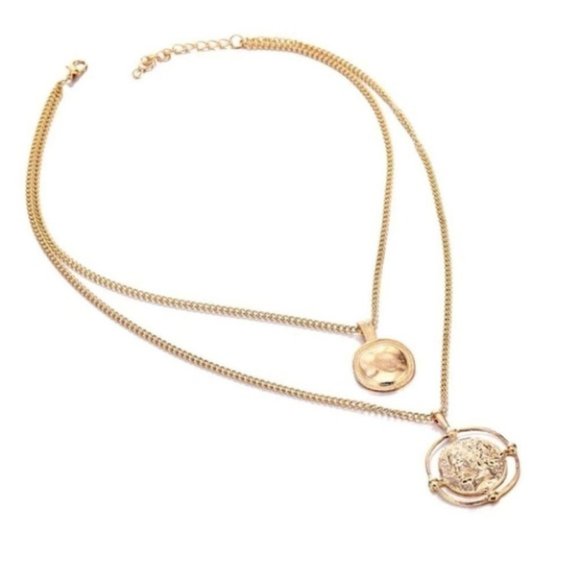 18K Gold Coin Vintage Double Chain Necklace - Picture 9 of 9